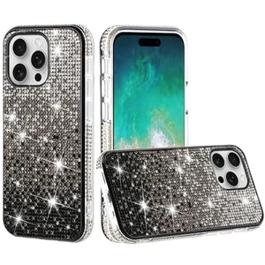 For iPhone 16 PRO MAX Case Party Full Bling Diamond Phone Cover + Tempered Glass - Picture 1 of 9