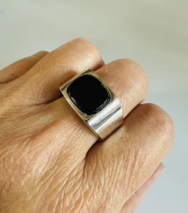 Sterlingsilber - CA DAVID SIGNAL Onyx Herren Siegelring Größe 10 - 8 g - Bild 1 von 6