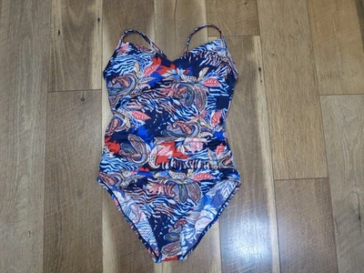 Aqua Green Women's Blue/Multi Floral Cinch-Front 1 PC Swimsuit Sz L 12/14 NWT - Image 1 of 4