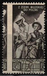 CORPO POLACCO 1946 Soccorso di guerra 50c (dent. fort. spostata) us - Picture 1 of 1