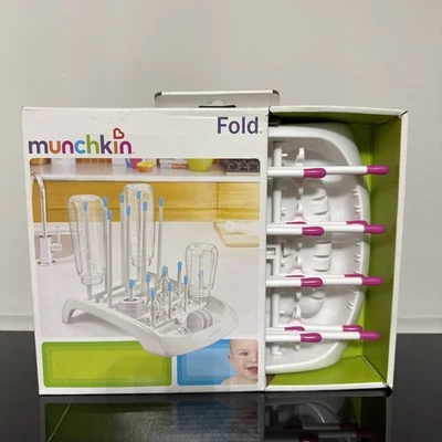Estante de secado de biberón plegable Munchkin puntas rosas 11"x8,5" - Nuevo Foto 1 de 3