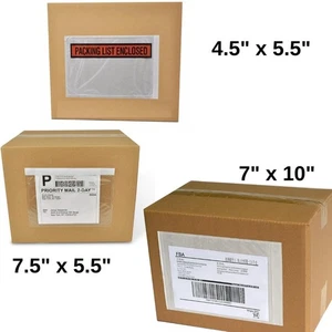 Shipping Label Sleeves Clear Self-Adhesive Packing Slip Pouches Envelope - Picture 1 of 17
