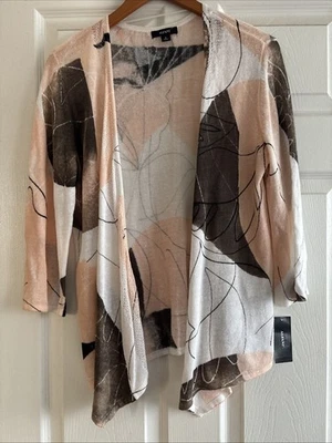 Alfani Women's Cardigan Sweater Beige Open Front Half Sleeve Size Medium New - Image 1 of 4