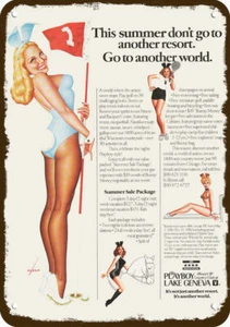 1981 PLAYBOY RESORT LAKE GENEVA CLUB Vintage-Look DEKORATIVE REPLIK METALLSCHILD - Bild 1 von 1