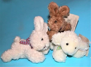 Russ Berrie plush 3pc. set New 2 bunnies & lamb, Easter rabbits, spring 4-5 in. - Picture 1 of 6