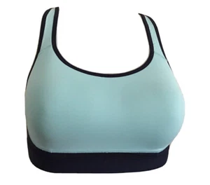 CHAMPION DUO DRY SPORTS BRA,RACERBACK,ADJ.STRAPS,LOGO,BACK CLOSURE,SZ.L,BLUE - Picture 1 of 8
