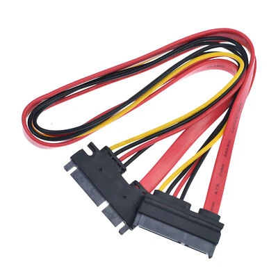 15+7 Pin SATA HDD Extension Cable Data & Power Male to Female, 19" / 50cm - Image 1 of 4