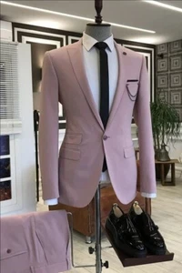Traje de 2 piezas de esmoquin de boda formal con solapa de pico para hombre ocio negocios graduación novio - Imagen 1 de 8