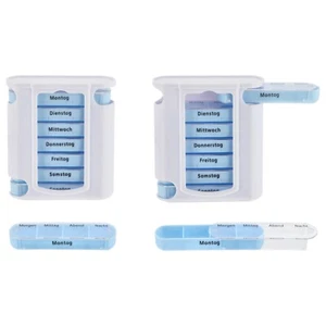 2x Tablettenbox 7 Tage 4 Fächer Pillenbox Reise Box Medikamentenbox - Bild 1 von 1