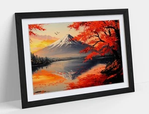 JAPANESE STYLE MOUNT FIJI ART -FRAMED WALL ART POSTER PAPER PRINT - Picture 1 of 10