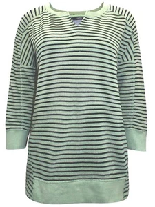 Next Damen grün gestreift reine Baumwolle Tunika Top Sweat Shirt 30 cm hüftlang - Bild 1 von 4