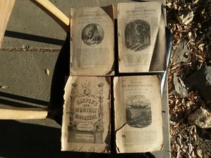 4 Antique 1870s Harper's Monthly Magazines Vintage Paper Eph Ads Articles Litera - Picture 1 of 9