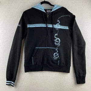 Vans Hoodie Girls Large L Black Full Zip Fleece Pockets Striped Casual Comfort - Picture 1 of 11