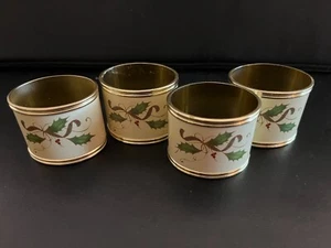 4 servilleteros de metal dorado Lenox Holiday Nouveau - Imagen 1 de 5