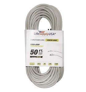 LifeSupplyUSA Heavy Duty 50ft Vacuum Power Cord, 18/3 SJT Cable, Compatible with - Picture 1 of 4