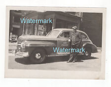 Antique c 1940s 5x7 Fire Department Ass't Chief Snapshot Photo Car Uniform Vtg