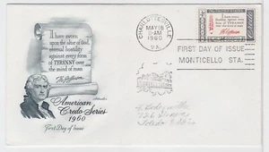 TurtlesTradingPost - Jefferson Credo 1960 #1141 FDC - Artmaster Cachet - Picture 1 of 1