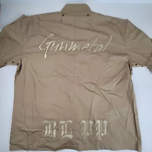 Vintage Blac Label Gun Metal Jacket Mens 3XL Tan Full Zip Snap Military Shacket - Picture 1 of 9