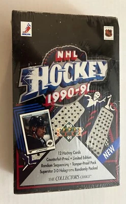 1990-91 UPPER DECK NHL HOCKEY SEALED UNOPENED BOX OF 36 MYLAR PACKS - Image 1 of 3