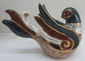 GLASIERTER PORZELLAN VOGEL SIGNIERT G HAUFEN HANDBEMALT - Bild 1 von 5