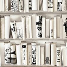 Encyclopedia Cream Beige 572217 Muriva Wallpaper - Retro Books Library Bookcase