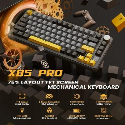 ATTACK SHARK X85Pro 75% Triple-Mode Mechanical Gaming Keyboard,Hot Swappable - Image 1 of 4
