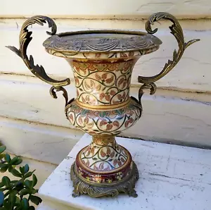 Spectacular Antique Brass Ormolu and Gold Gilded Porcelain Trophy Vase/Urn - Picture 1 of 13