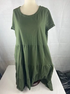 Women’s Time and Tru Cotton Short Sleeve Maternity Dress Sz XXL (20) Army Green - Picture 1 of 3