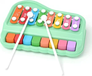 2 in 1 Baby Piano Xylophone for Toddlers 1-3 Years Old, 8 Multicolored Key Keybo - Picture 1 of 7