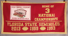 Florida State Seminoles 3 fois champions nationaux bannière feutre 35"x18" football