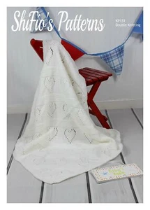 Patrón de tejido para manta corazón de bebé, patrón afgano bebé, DK, KP131 - Imagen 1 de 8