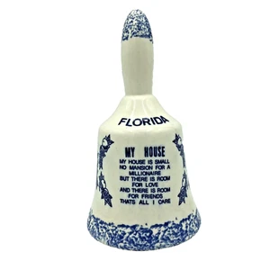 Vintage Souvenir Florida Glocke Mein Haus ist klein weiß mit blauen Akzenten/Briefen - Bild 1 von 9