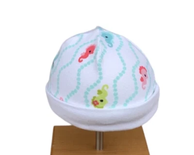 Gymboree Coral Cutie Beanie Hat Sz Newborn Girls White Seahorse Knit NWOT - Image 1 of 2