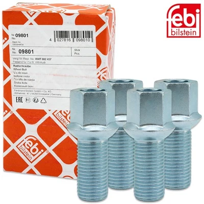 4x FEBI Radschrauben Radbolzen M14x1,5mm Kugelbund VAG VW Audi Seat Skoda Cupra - Bild 1 von 4