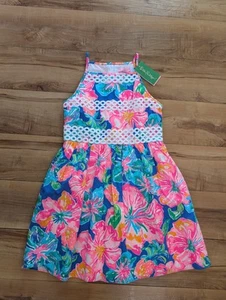 Neu mit Etikett! Lilly Pulitzer Mädchen Elize Kleid Beckon Blau Dschungel Utopie Blumen Neu Gr. 12 - Bild 1 von 9