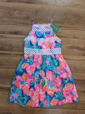 NWT! Lilly Pulitzer Girls Elize Dress Beckon Blue Jungle Utopia Floral New Sz 12 - Image 1 of 4
