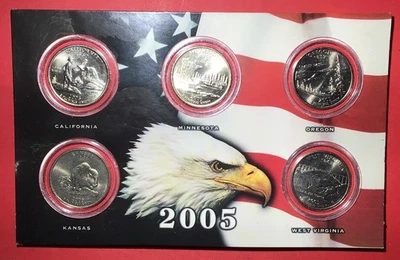 2005 US State Quarter Collection w/Bald Eagle Set of 5! Old US Coins! - Image 1 of 2