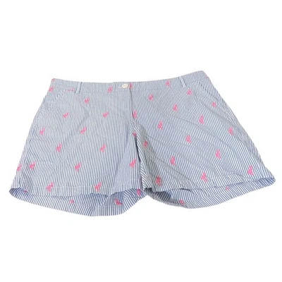 Crown & Ivy Embroidered Flamingo Caroline Shorts Womens Size 18W Stripe Spandex - Image 1 of 4