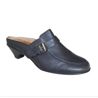 Chinelo de couro preto manchas macias mula negócios casual clássico preppy 8,5 de largura - Imagem 1 de 4