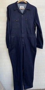 LEE Union Alls Women’s XL Jumpsuit Pinstripe Denim NWT Workwear - Picture 1 of 11