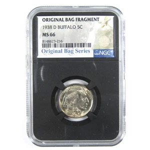 1938 D Buffalo Nickel MS 66 NGC 5c Original Bag Fragment SKU:I14583 - Picture 1 of 4