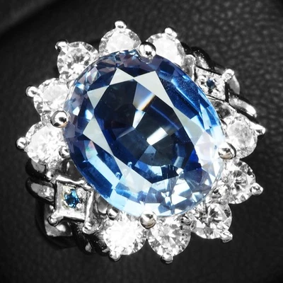 Delicate Royal Blue Sapphire 6.20Ct 925 Sterling Silver White Gold Ring Size 6.5 - Image 1 of 4