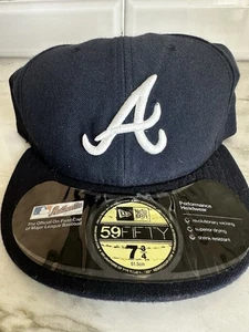 New Era 59Fifty Atlanta Braves Fitted Hat Navy Blue MLB Authentic Size 7 3/4 - Picture 1 of 4