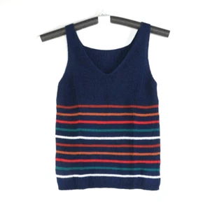 Tank Top Women's V Neck Sweater Top Size Small Blue Stripe - Picture 1 of 8
