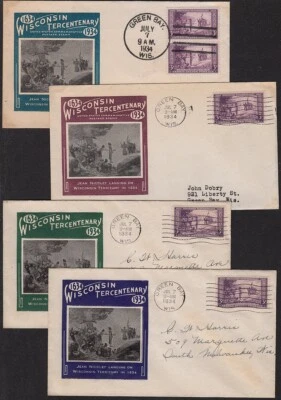 1934 Wisconsin Tercentenary Sc 739-5, 739-5a Ioor set with informative brochure - Image 1 of 2