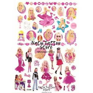 Barbie temporäre Tattoo Blätter Aufkleber Kinder Kinder Geburtstag Party Tasche - Bild 1 von 7