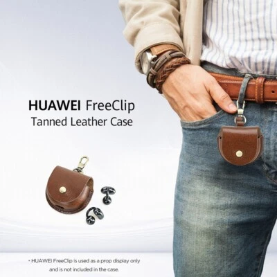 Huawei Freeclip Earphone Case Tanned Leather Storage Cover For Wireless Earbuds - Image 1 of 4