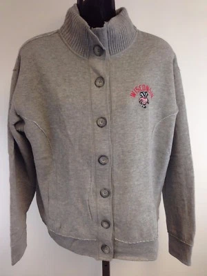 NEW Wisconsin Badgers Womens Sizes S-M-L COLLARD SWEATER JACKET $65 - Image 1 of 4