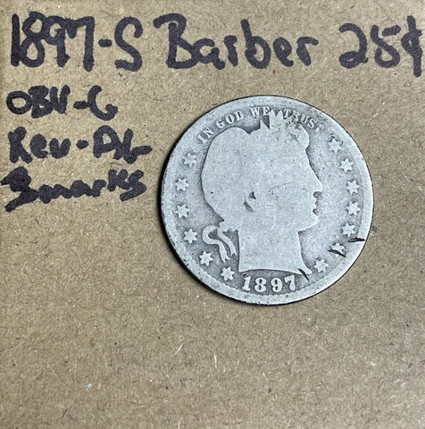 1897-S Barber Half Dollar Good Obv/AG Rev (Details) Marks obv and rev Cover