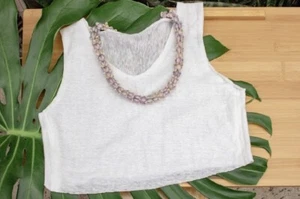 Size M Lisa’s Linen Stretch Tank Top Cream Layer Camisole Organic Handmade New - Picture 1 of 5